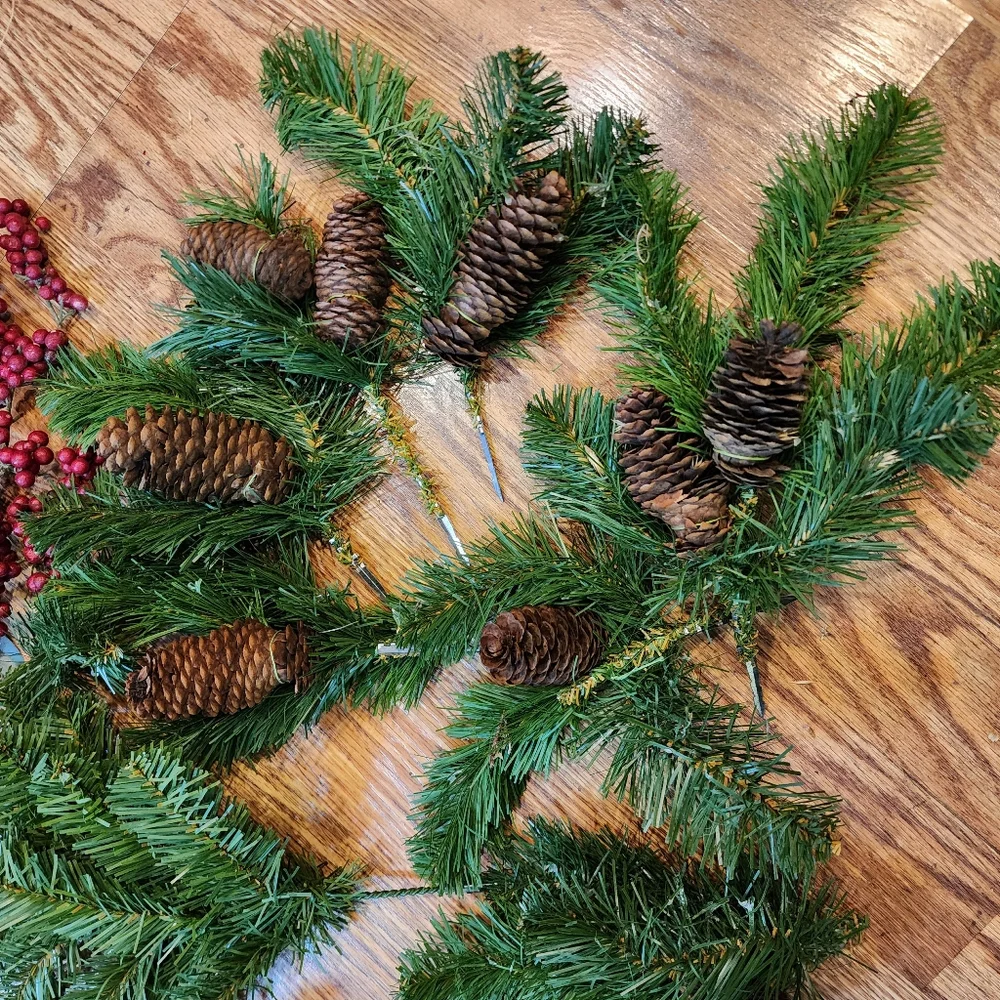 Vintage Wreath Form with Various Fall and Holiday Craft Supplies